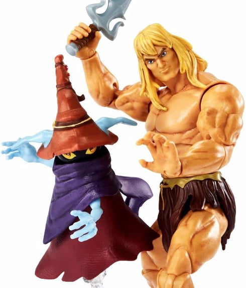 Masters of the Universe Masterverse Revelation Savage He-Man Action Figure with 30+ Articulated Joints, 3 Weapons, Harness & Orko Figure with ‘Flo...