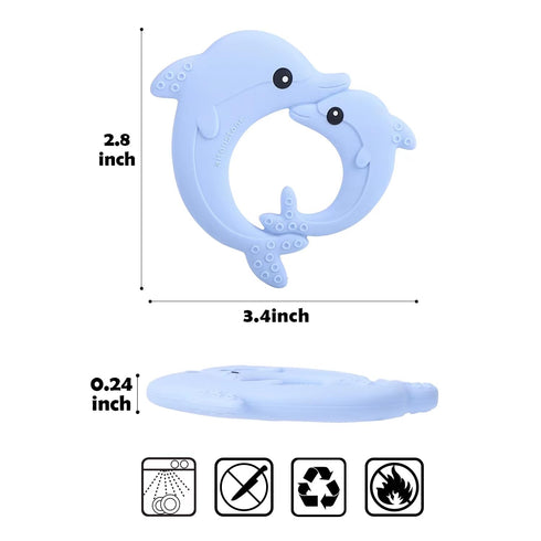 Teething Teether Toys for Babies 0-6, 6-12 Months, Aitoustone Soft Dolphin BPA Free Teething Toy for Baby Chewing Relief Toys...