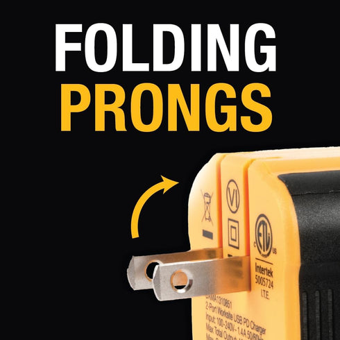 DEWALT 2-Port USB Wall Charger — NeverBlock Worksite Charger — Dual 5V/2.1A Power AC Adapter — Fast Charging Block Cube for iPhone 14 13 12 SE 11P...