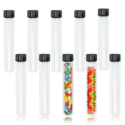 10pcs 20x150mm Glass Test Tubes, 30ml Boro Clear Propagation Tube for Plants, Tube Vials Container with Black Screw Cap, Scientific Experiment Can...