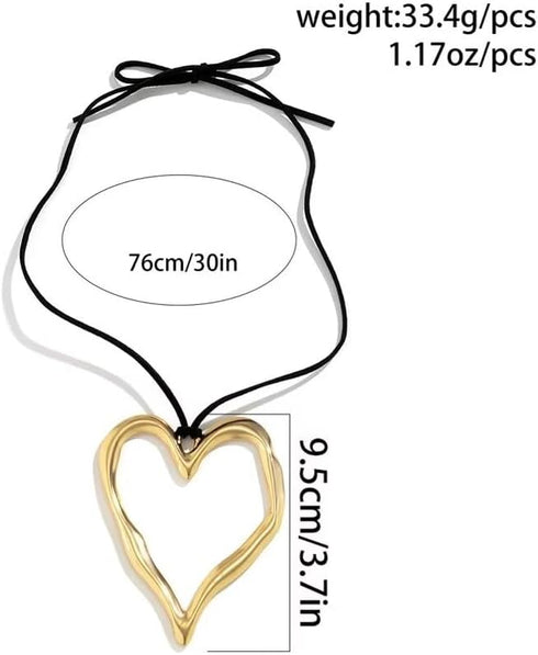 Chunky Heart Choker Necklace Y2k Big Heart Pendant Fashion Adjustable Chain Heart Necklaces For Women Teen Girls Christmas Trendy Jewelry Accessor...
