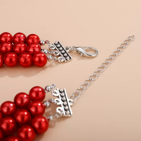 3PCS Large Layer Pearl Necklace for Women Chunky Pearl Necklace Bracelet and Earrings Jewelry Set 1920s Pearl Necklace Costume Accessories...