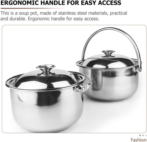 Hemoton 1.6L/1.5QT Stainless Steel Stockpot with Lid & Handle?Cooking Stock Pot ,Pasta Soup Pot,Cookware Cooking Pot?Multi-Purpose Food Cooking Po...