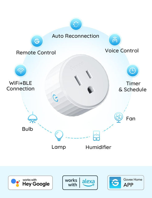 Govee Smart Plug, WiFi Plugs Work with Alexa & Google Assistant, Smart Outlet with Timer & Group Controller, WiFi Outlet for Home, No Hub Required...