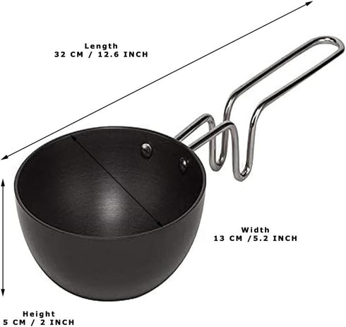 Sahishnu Online & Marketing Hard Anodized Aluminium Tadka Pan, Mini Fry Pan, Large Tadka Pan,Dal Tadka Pan,Vagaria,Vagaria with Long Handle...