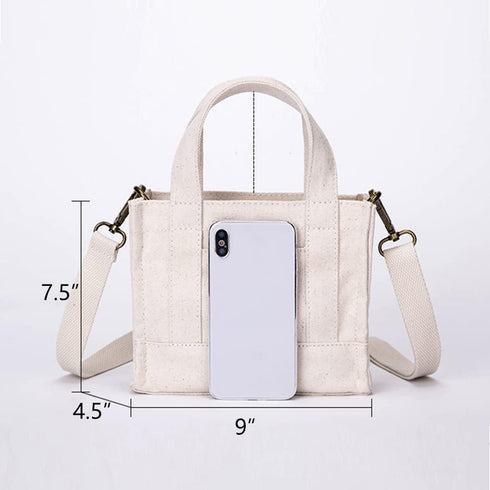 Mini Tote Bag for Women Canvas Crossbody Purse...
