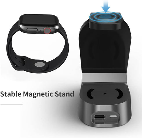 Wireless Charging Station 4 in 1, Dsoar 15W Fast Charging Station for Apple iWatch, AirPods 2/3, Compatible with iPhone/Samsung Galaxy and Any Qi ...