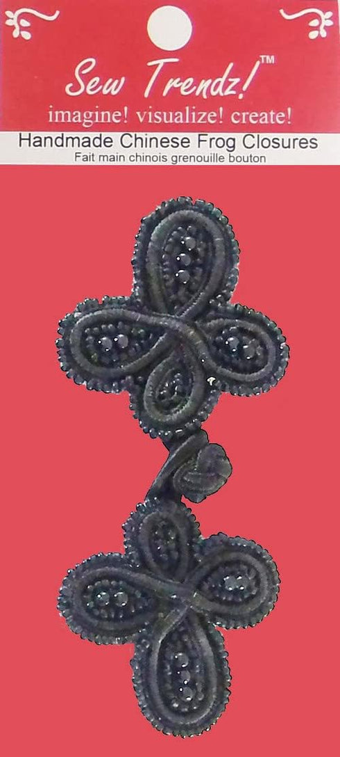 Chinese Frogs Button Closures Hook & Eye Fastener - Sewing Quilting Renaissance Dance Hawaiian Bridal Costumes Outfit Drapery Decor- Black-Large S...