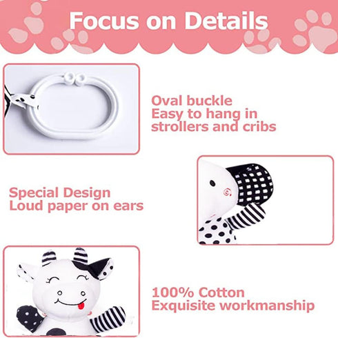 Baby Car Seat Toys, Black White Stroller Toy Stretch Baby Spiral Plush Toys, Hanging Rattle Toys for Crib Mobile, Newborn Sensory Toy Best Gift fo...