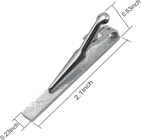 2.1 Inch Long Mens Tie Clip Clasp Bar Set for Regular Ties Spring Loaded End...