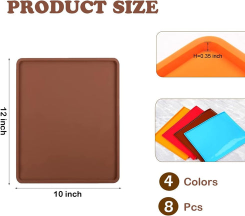 8 PCS Silicone Dehydrator Sheets with Edge for 12" x 13" Trays, Nonstick Silicone Dehydrator Trays Mats, Multi-purpose Reusable for Jerky, Fruit, ...
