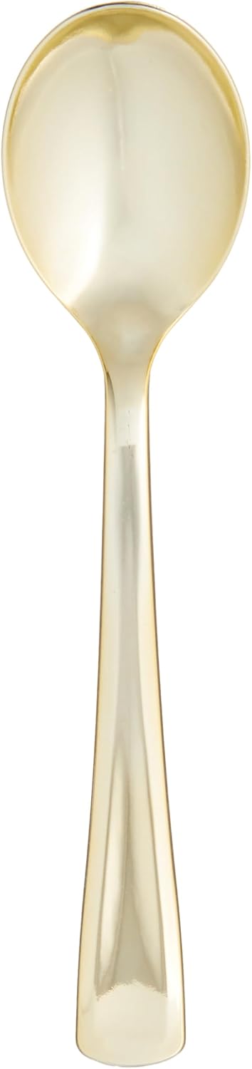 Dynasty Collection, Gold Plastic Spoons- Count Of 20 - Stunning Design, Perfect for Weddings, Birthdays, Themed Events, Special Occasions, & More...