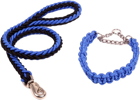 Dog Collar and Leash Set with Heavy Duty Dog Leash, Heavy Duty Rope Braided Dog Training Leash Strong Dog Leash, Durable Nylon Dog Training Leash ...