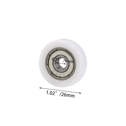 CNBTR 4PCS Nylon Round Pulley Track Roller Bearing Wheel 6x26x8mm 626ZZ Model Load 79KG for Furniture Hardware Accessories and Mobile Door White...