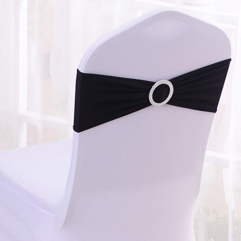 Tosnail 50 Pack Spandex Chair Sashes Wedding Chair Decoration Party Chairs Covers - Black...