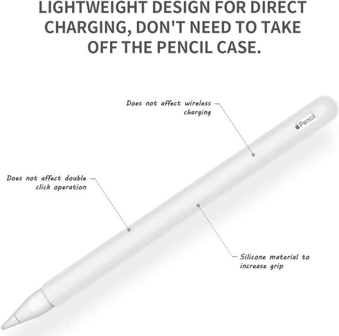 compatible with Apple Pencil (2nd generation) Silicone Case Sleeve Holder Grip + Nib Cover (2 Pieces) Accessories Kit Compatible iPad Pro 12.9” (3...