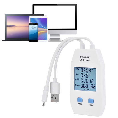 USB Meter, Digital LCD Display Voltmeter Ammeter Detector Power Tester Multimeter for Measuring Voltage, Current, Capacity, Energy, Resistance, Ca...