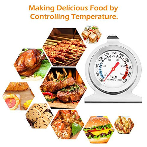in Oven Thermometer for Grill Smoker BBQ 50-300°C/100-600°F, Instant Read Precision Stainless Steel Electric/Gas Oven Thermometers, Large Dial The...