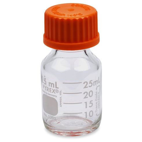 Corning PYREX #1395-25, 25mL Round Media Storage Bottles, with GL25 Screw Cap (Single)...