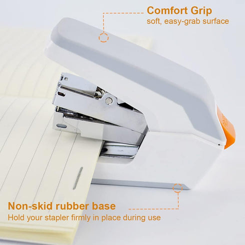 Deli Effortless Standard Desktop Stapler, One Finger Touch Stapling, Easy to Load Ergonomic Stapler, 25 Sheet Capacity, Includes 1000 Staples and ...