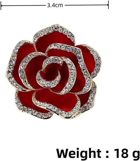 Crystal Rhinestone Red Flower Brooch Women's Camellia Pin Rhinestone Floral Brooch Ladies' Fashion Clothing Brooch Jewelry Accessory...