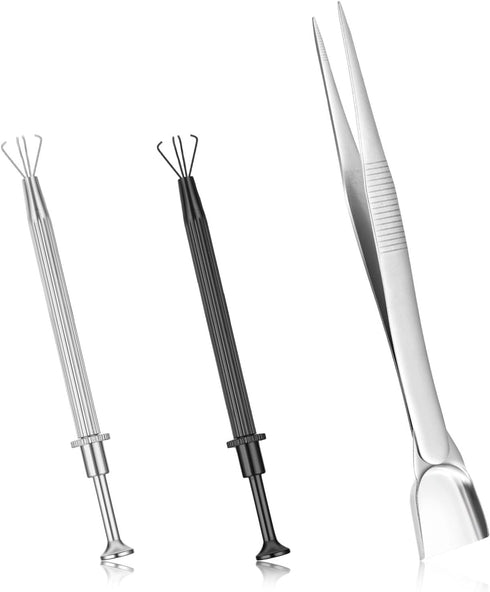 3Pcs Piercing Ball Grabber Tool Set, 4 Prongs Holder Diamond Claw Grabber Pick Up Tool, Precision Stainless Steel Jewelry Tweezers For Tiny Object...