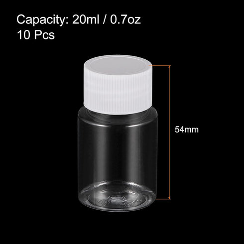 uxcell Plastic Lab Chemical Reagent Bottle 20ml/0.7oz Wide Mouth Sample Sealing Liquid Storage Container 10pcs...