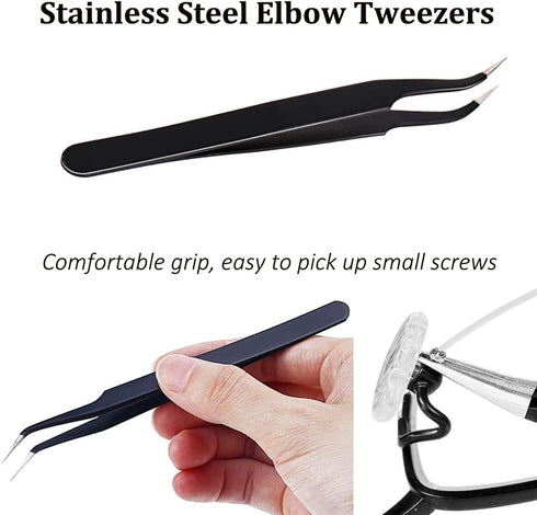 Eyeglass Repair Kit, PTSLKHN Sunglasses Repair Tool Kit with Eyeglass Screws, Precision Screwdriver Set, Tweezer and Nose Pads for Glasses and Wat...
