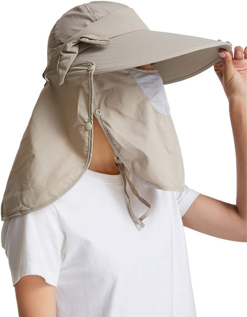 icolor Sun Hats for Women Fishing Hat UPF+50 Detachable Face Mask Neck Flap Visor Wide Brim UV Sun Protection Hiking Hats...