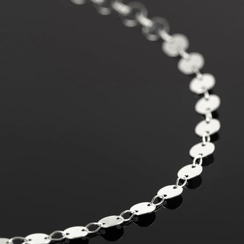 YOUBEIYEE 16.4 Feet Silver Sequin Chains for Jewelry Making Silver Plated Brass Jewelry Chain Roll with Jump Rings and Lobster Clasps...