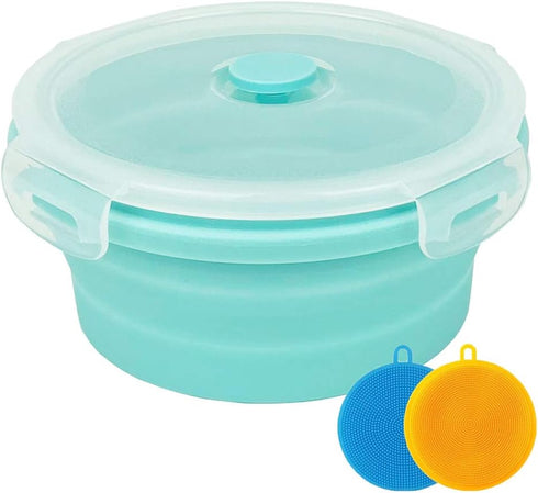 CARTINTS Small Collapsible Bowl Silicone Food Storage Containers Collapsible Camping Bowl for Travel Camping Hiking with Airtight Plastic Lids and...