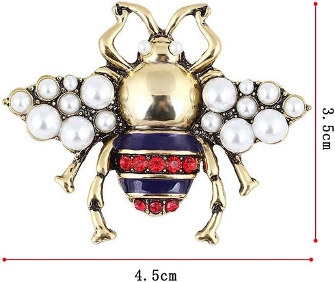 Acxico 2Pcs Vintage Simulated Rhinestone Pearl Bee Pin Brooch Antique Pin Women Brooches Pin Honeybee Costume Jewelry Creative Gifts...