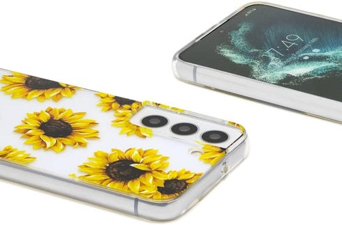 Phone Case Compatible with Galaxy S22 Case,Clear Sunflower Pattern Cute Floral Case Soft TPU Back Cover for Samsung Galaxy S22 6.1 Inch...