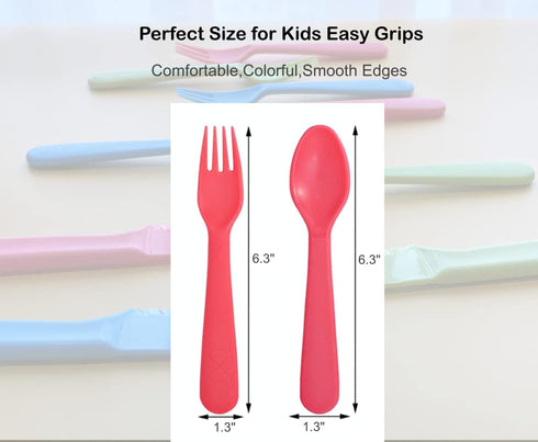 16 Pcs Kids Utensils Set, Plastic Kids Forks and Spoons Set, Reusable Toddler Utensils Kids Silverware Cutlery Set, Durable Flatware Set for Lunch...