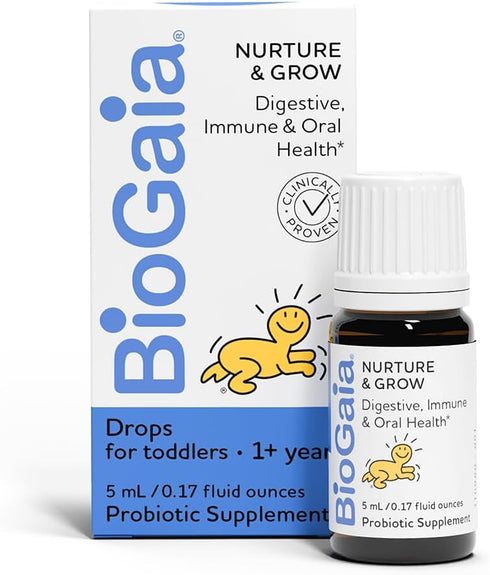 BioGaia Nurture & Grow Toddler Probiotic | Ages 1+ | Liquid Probiotic | Allergen-Free | Triple-Benefit Probiotic for Kids | Digestive Health, Immu...