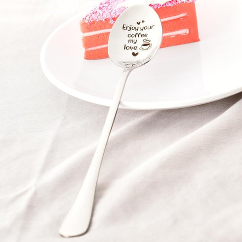 Coffee Spoon Gift for Christmas Birthday Gifts for Boyfriend Girlfriend Husband Wife Anniversary Valentines Day Gifts for Women Men Enjoy Your Cof...
