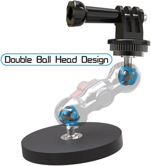 SUREWO Magnetic Camera Mount with Mini Universal Head, Magnetic Mount Base Stand with 1/4"-20 Thread Compatible with GoPro Hero 12 11 10 9 8 7 6 5...