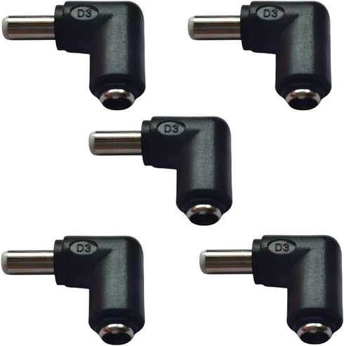 5Pcs DC Power Connector Adapter 90 Degree Angle 5.5mm x 2.5mm Male Plug to 5.5mm x 2.1mm Female Jack Coupler Conver TER for Laptop CCTV Camera Str...