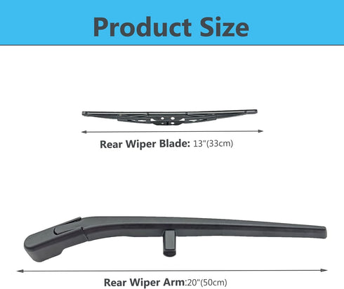 Rear Window Wiper Arm & Blade Replacement for Jeep Liberty 2008-2012 Rear Windshield Wiper Arm & Blade, Factory OE Style Rear Window Wiper Arm Bla...