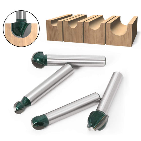 Yakamoz 4Pcs 1/4" Shank Round Nose Router Bit Core Box Router Bits Set Round Groove CNC Sign Making Router Cutter Woodworking Carving Cutting Tool...