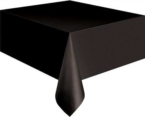 Black Solid Rectangular Plastic Table Cover (54" x 108") 1 Count - Elegant Design & Premium Quality, Ideal For Parties, Events & Everyday Use...