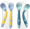 Toddler Utensils with Travel Case, Baby Spoon and Fork Set for Self-Feeding Learning Bendable Handle Silverware for Kid Children (2 Set, Yellow&Gr...