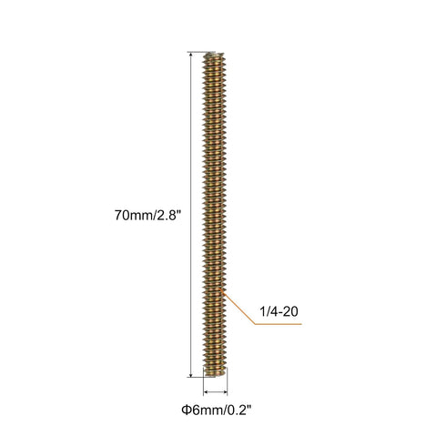 uxcell 10pcs Fully Threaded Rods 1/4x2-3/4" All Thread Studs Long Threaded Screw Carbon Steel for Furniture Garden Railing Mounting Assembly Faste...