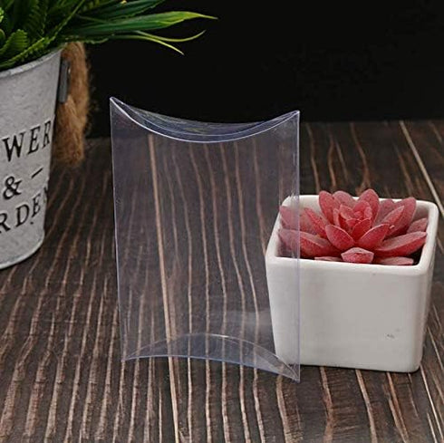 20pcs Pillow Gift Boxes Clear Plastic Mini Gift Candy Treat Transparent Packing Box Party Favors Vintage Boxes for Wedding Ring Jewelry Candy Part...