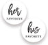 2" Round His Favorite Her Favorite Wedding Favor Stickers - 80 cnt (40 of Each) (Black on White)...