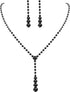 Silver Red Blue Black Necklace Earrings Jewelry Set for Bride Bridesmaid Crystal Rhinestone Wedding Prom Jewelry Accessories for Women...