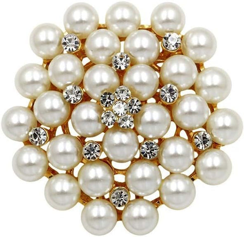 Elegant Imitation Pearl Floral Crystal Brooch Pin for Wedding Bridal Fashion Jewelry...