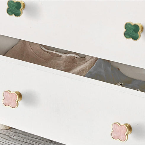 6 Pcs Clover Cabinets Knobs Dressering Pulls Cupboard Knobs Jewelry Box Pulls Drawer Wardrobe Wine Cabinet Handle Furniture Single Hole Door Handl...