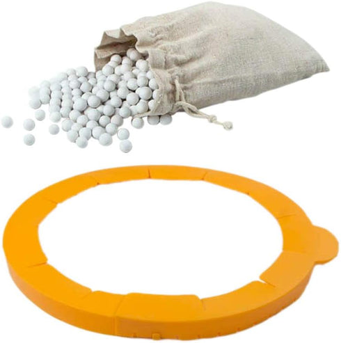 Kamehame Pie Weights Ceramic 1.2LB, Silicone Pie Crust Protector Shield Adjustable Fits 9 Inch - 11 Inch Pie Pan, Set of 2 for Tart, Pizza, Pie Pa...