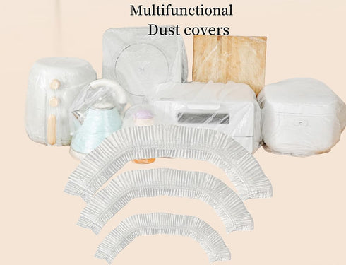 60Pcs Disposable Furniture Dust Cover Clear Plastic Kitchen Appliance Covers Dustproof with Elastic for Small Appliance, Oven, Pressure Cooker, Bl...